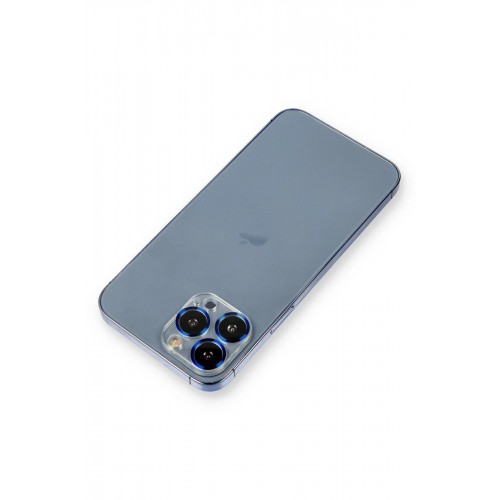 iPhone 12 Pro Metal Kamera Lens Koruma Cam - Mavi-(5796)
