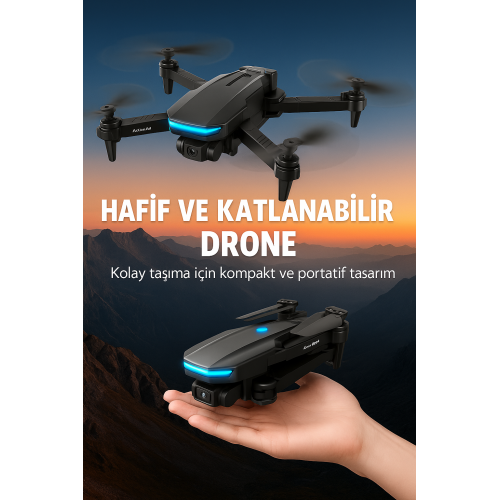 2.4G 4CH Katlanabilir Drone 100 Metre Uçuş Mesafeli