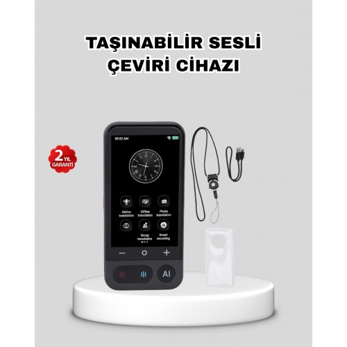 Taşınabilir Akıllı Sesli Çeviri Cihazı – 139 Dil Desteği Dokunmatik Ekran