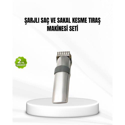 Şarjlı Saç ve Sakal Kesme Makinesi – Paslanmaz Çelik Bıçak Ayarlanabilir Başlık
