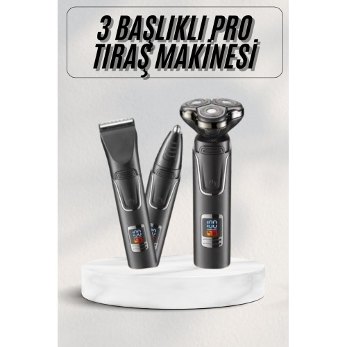 Yüksek Performanslı 3 Başlıklı Profesyonel Şarjlı Islak ve Kuru Kullanıma Uygun