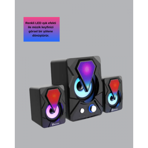 RGB Işıklı USB Hoparlör Seti 9W Çıkış Gücü Derin Bas RGB Işıklı USB Hoparlör Seti 9W Çıkış Gücü Derin Bas