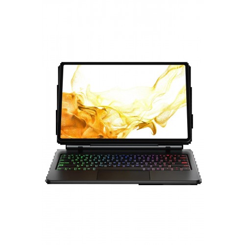 Samsung Galaxy T737 Tab S7 FE 12.4 Kılıf Eternal Ledli Klavyeli Tablet Kılıfı - Siyah-(5796)