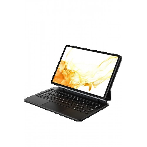 Samsung Galaxy T737 Tab S7 FE 12.4 Kılıf Eternal Ledli Klavyeli Tablet Kılıfı - Siyah-(5796)