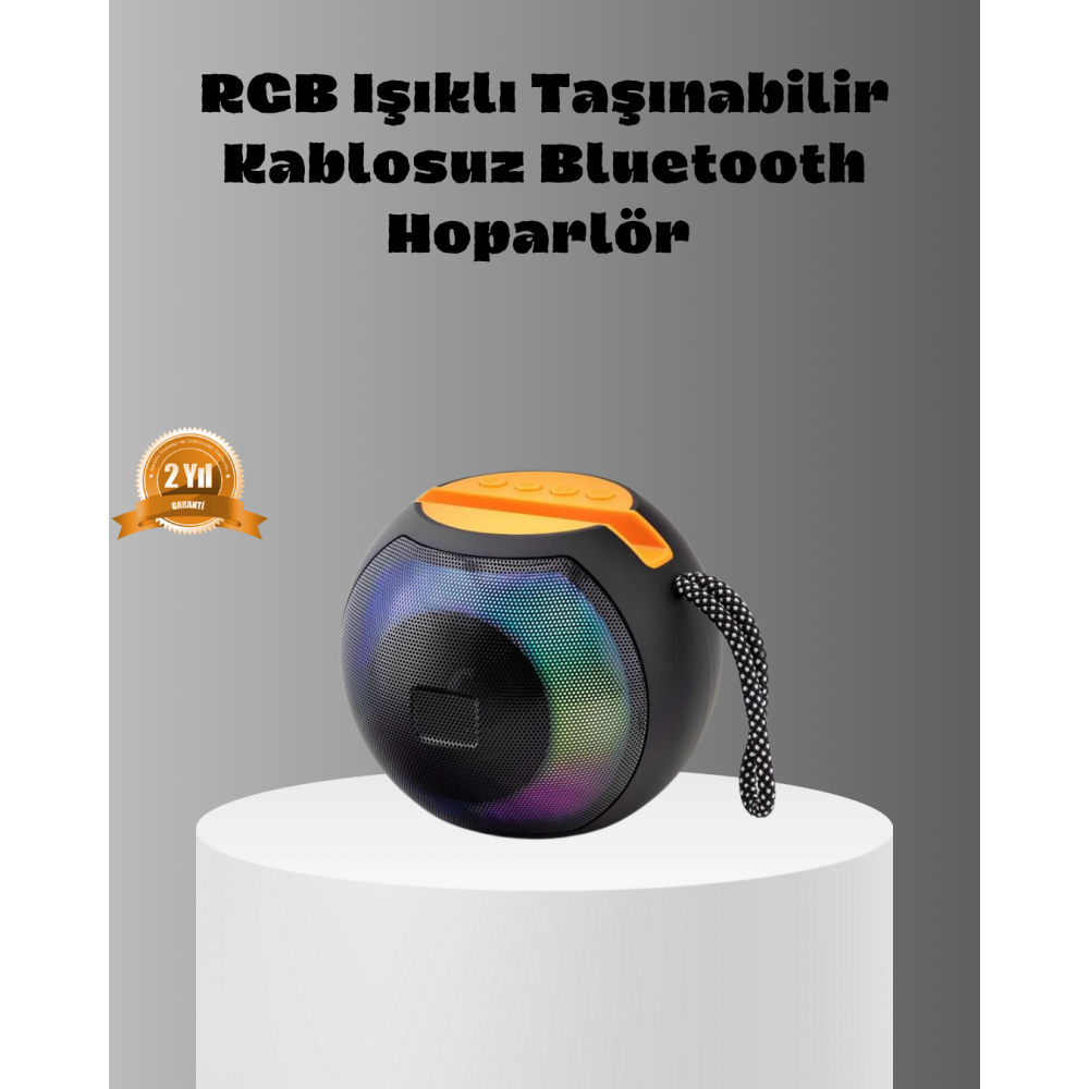 Taşınabilir Bluetooth Hoparlör – RGB Işıklı Güçlü Bas ve 8 Saat Pil Ömrü