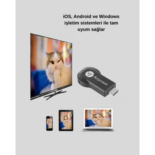 M9 Plus Kablosuz HDMI Görüntü Aktarıcı – Tak Çalıştır iOS Android Windows Uyumlu