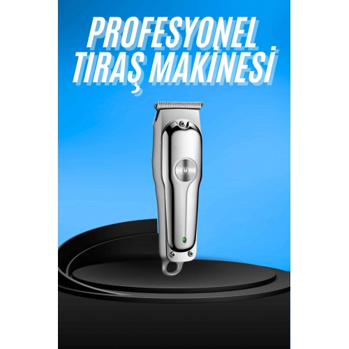 Paslanmaz Çelik Bıçaklı Kablosuz Şarjlı Dijital Göstergeli Tıraş Makinesi