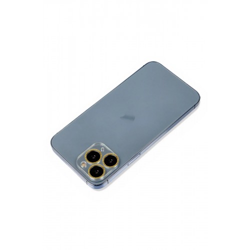 iPhone 11 Pro Max Shine Kamera Lens Koruma Cam - Gold-(5796)