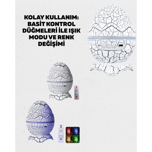 Yüksek Çözünürlüklü LED Galaksi Projektör + 19 Sesli Uyku Makinesi