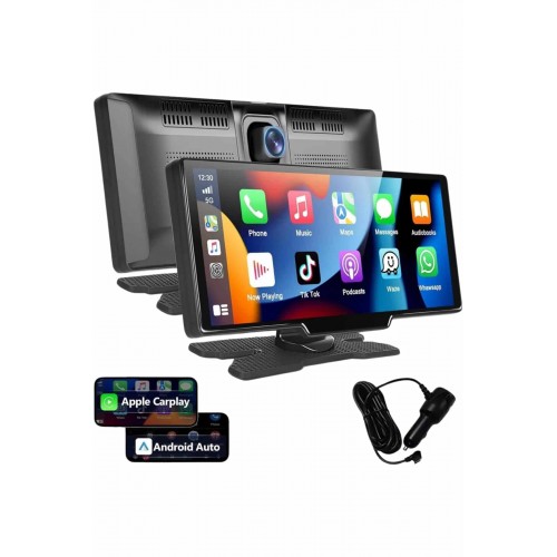 4K 10.2 İnç Çift Kameralı Araç Multimedya Ekranı CarPlay Kablosuz Tüm Cihazlara Uyumlu