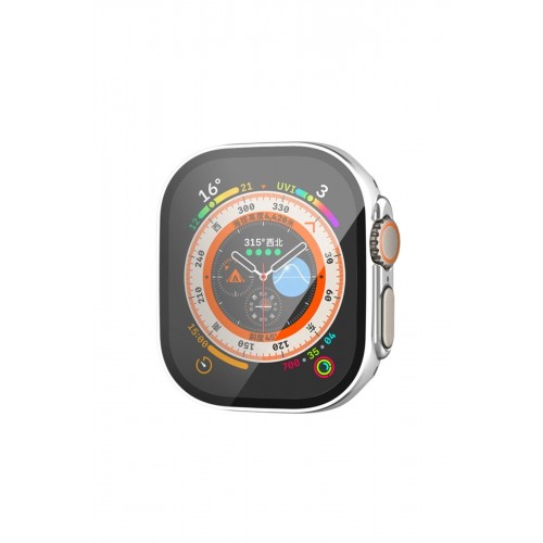 Apple Watch Ultra 49mm Legend Camlı Kasa Ekran Koruyucu - Gümüş-(5796)