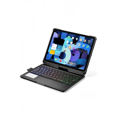 iPad Pro 11 (2021) Kılıf Magic Dönen Klavyeli Tablet Kılıf - Siyah-(5796)