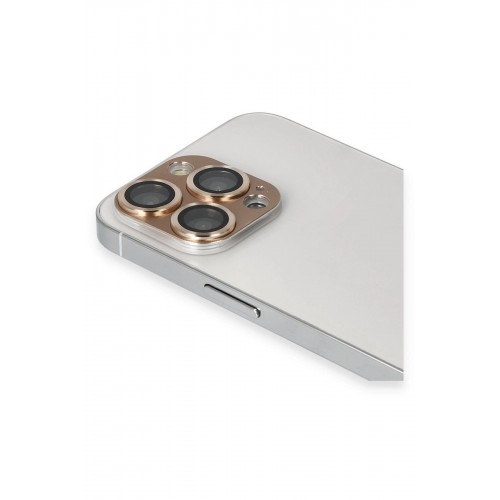 iPhone 13 Pro Max Pers Alüminyum Kamera Lens - Gold-(5796)