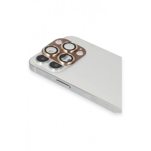 iPhone 13 Pro Max Pers Alüminyum Kamera Lens - Gold-(5796)