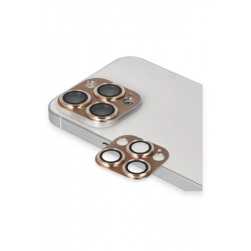 iPhone 13 Pro Max Pers Alüminyum Kamera Lens - Gold-(5796)