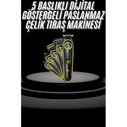 Saç Sakal Şekillendirici Tıraş Makinesi 5 Başlıklı Paslanmaz Çelik Bıçaklı Unısex