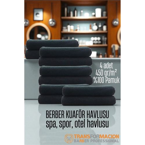 HSNET Kuaför Berber Havlusu 10 ADET Pamuk Berber Havlusu 50x90 Siyah