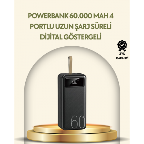 Tüm Cihazlarla Uyumlu LED Fenerli 4 Çıkışlı Powerbank