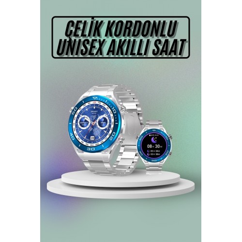 Akıllı Saat Çelik Kordonlu Amoled Ekran Android ve İOS Uyumlu Çağrı Cevaplayabilen