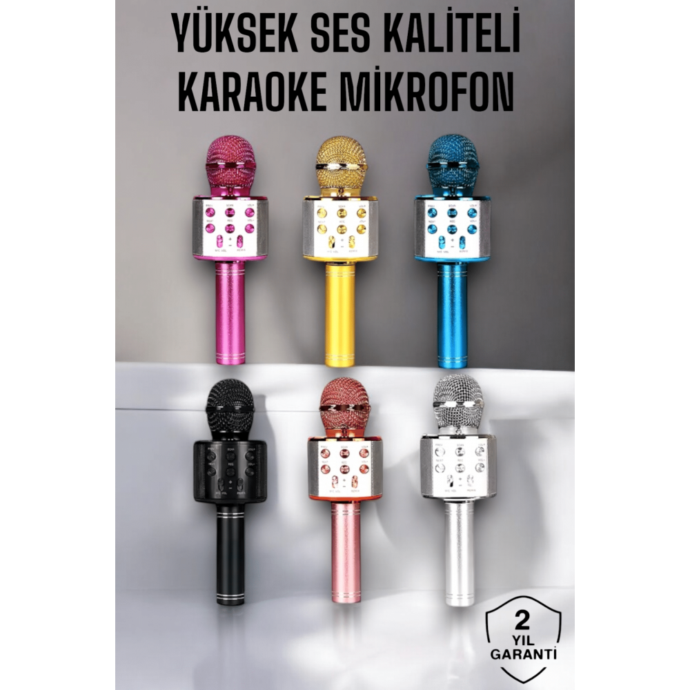 Kablosuz Bluetooth Karaoke Mikrofon USB ve AUX Girişli Yüksek Ses Kalitesi