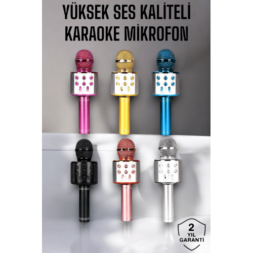 Kablosuz Bluetooth Karaoke Mikrofon USB ve AUX Girişli Yüksek Ses Kalitesi