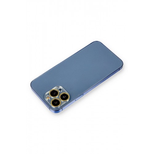 iPhone 12 Pro Shine Kamera Lens Koruma Cam - Gold-(5796)