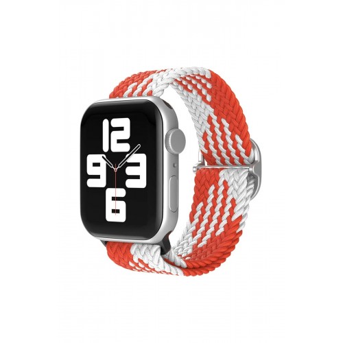Apple Watch 42mm Star Kordon - Beyaz-Kırmızı-(5796)