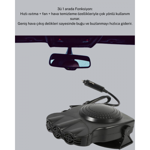 Kışın Isıtıcı Yazın Soğutucu Araç Fanı