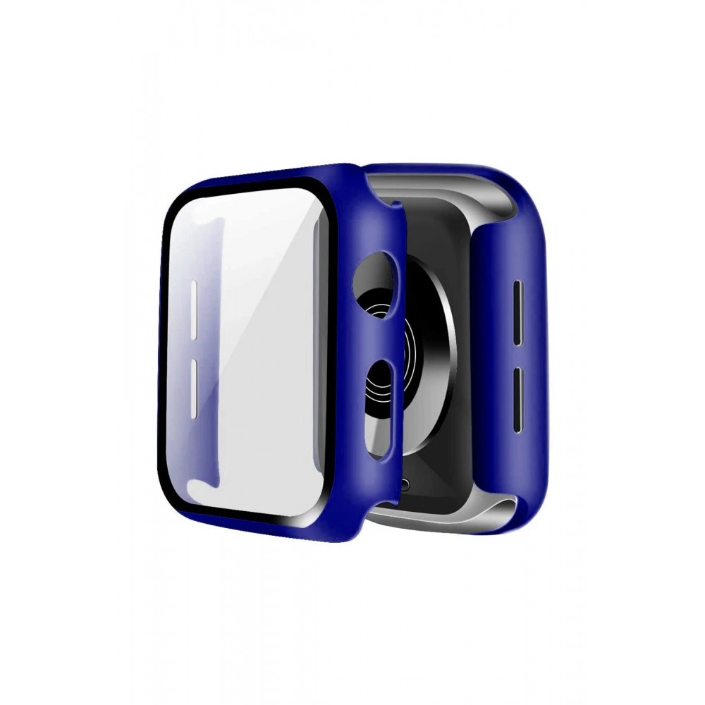 Apple Watch 45mm Camlı Kasa Ekran Koruyucu - Lacivert-(5796)