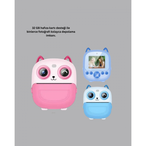 Termal Baskı Özellikli Çocuk Kamerası 1080P Video Destekli