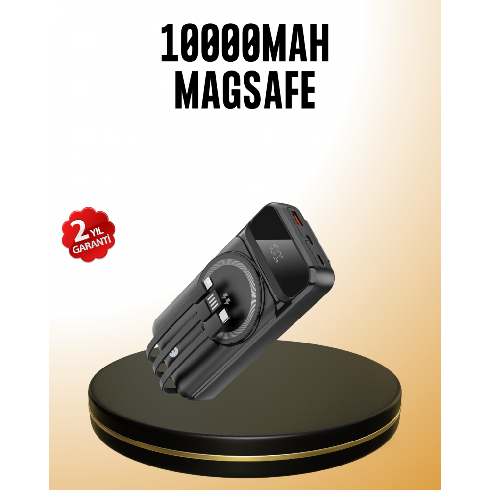 15W Kablosuz Hızlı Şarjlı 10000 mAh Powerbank – Taşınabilir LED Göstergeli