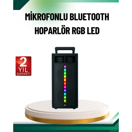 Şarjlı Işıklı Bluetooth Hoparlör | USB AUX TF Kart ve Radyo Destekli