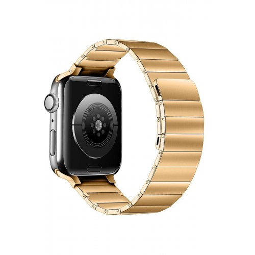 Apple Watch 38mm KR404 Huks Kordon - Gold-(5796)