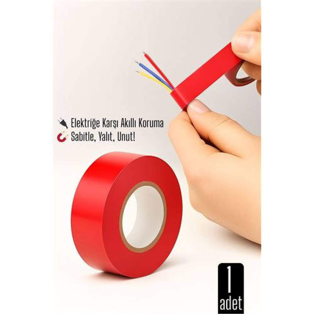 KIRMIZI Elektrik  Bandı – Yüksek Yalıtım Gücü Kablo Sabitleme ve Elektrik Koruma İçin
