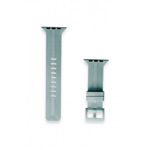 Apple Watch 38mm KR408 Çizgili Silikon Kordon - Yeşil-(5796)