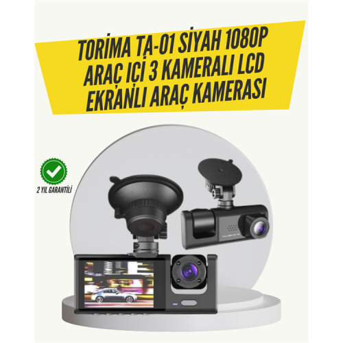 TA-01 3 Kameralı 1080P Araç Kamerası Siyah