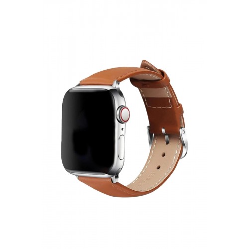 Apple Watch 42mm NL26 Deri Kordon - Taba-(5796)