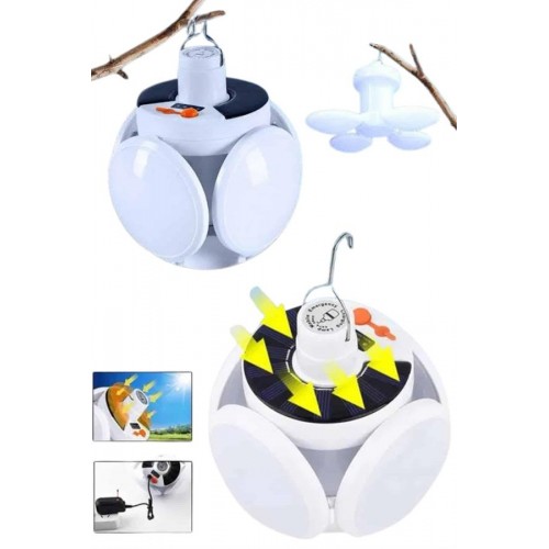 Katlanabilir Askılı Kamp Lambası 5 Kanatlı Pratik Güneş Enerjili