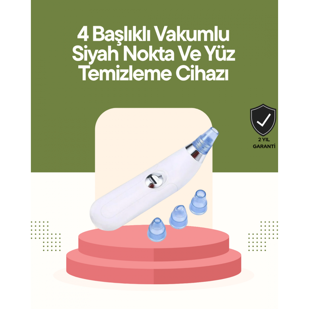 USB Destekli 4 Başlıklı Siyah Nokta Vakum Cihazı – Gözenek Temizleyici ve Cilt Yenileyici Bakım Aleti