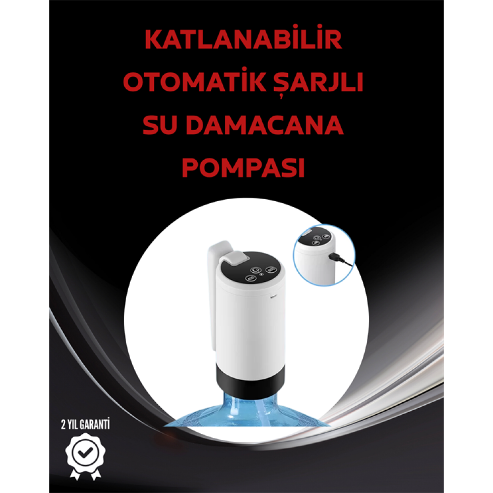 Damacana Üstü Akıllı Su Pompası | 3 Damacana Kullanım | 4W Güç | Micro USB Şarjlı | Katlanabilir & Taşınabilir