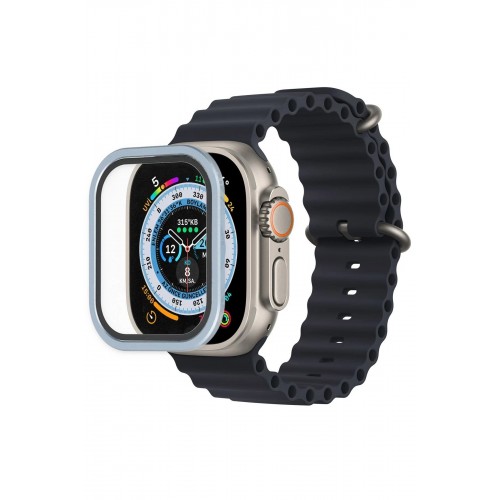 Apple Watch Ultra 49mm Alüminyum Kasa Cam Ekran Koruyucu - Mavi-(5796)