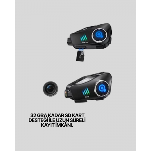 Q28 Bluetooth Kask Kulaklık 1080P Kamera – Su Geçirmez Motosiklet Interkom