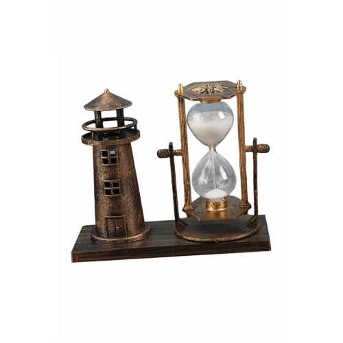 Hediyelik Eşya Retro Ahşap Deniz Feneri Kum Saati Biblo