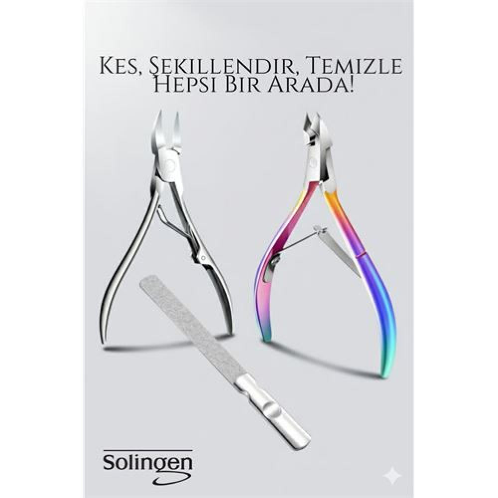 HSNET 3’lü Paslanmaz Manikür Seti – Tırnak Makası Et Pens Kavisli Makas | Evde Profesyonel Bakım