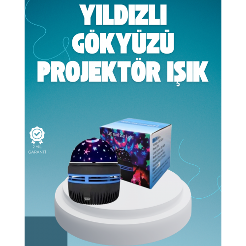 Döner Galaxy Projektör Gece Lambası – Ay ve Yıldız Işıklı Atmosfer Lamba USB Bağlantılı