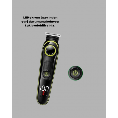 5 Başlıklı Şarjlı Tıraş Makinesi – Saç Sakal Burun ve Vücut İçin Çok Fonksiyonlu Bakım Seti