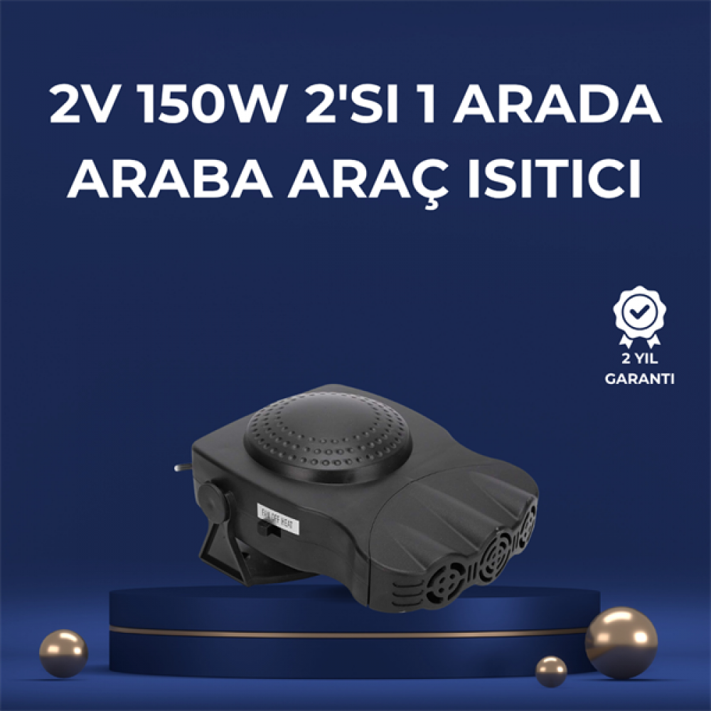 3'ü 1 Arada Araç İçi Isıtıcı Fan | 12V Prizli Buz Çözücü Temiz Hava ve Hızlı Isıtma Özellikli