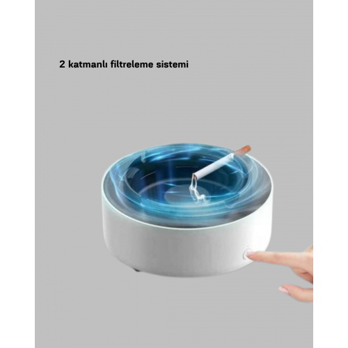 Sigara Dumanı ve Koku Giderici Hava Temizleyici Küllük – 2 Katmanlı Filtreli USB Şarjlı