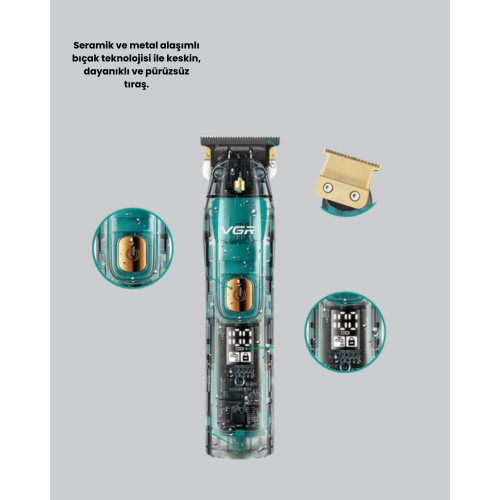 VGR V-695 Şarjlı Saç Sakal Tıraş Makinesi 2600mAh Batarya ve Kılavuz Taraklı VGR V-695 Şarjlı Saç Sakal Tıraş Makinesi 2600mAh Batarya ve Kılavuz Taraklı