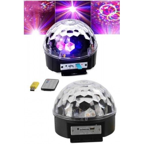 Led Işık Disko Topu Bluetooth Hoparlörlü USB Müzik Çalar Kumandalı